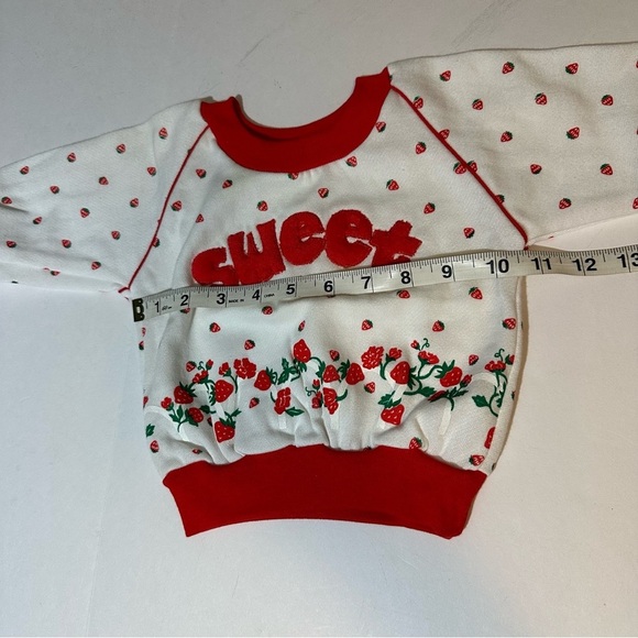 Vtg 90s Toddletime Sweatsuit Top Pant Sweet Strawberry Print - Picture 5 of 9